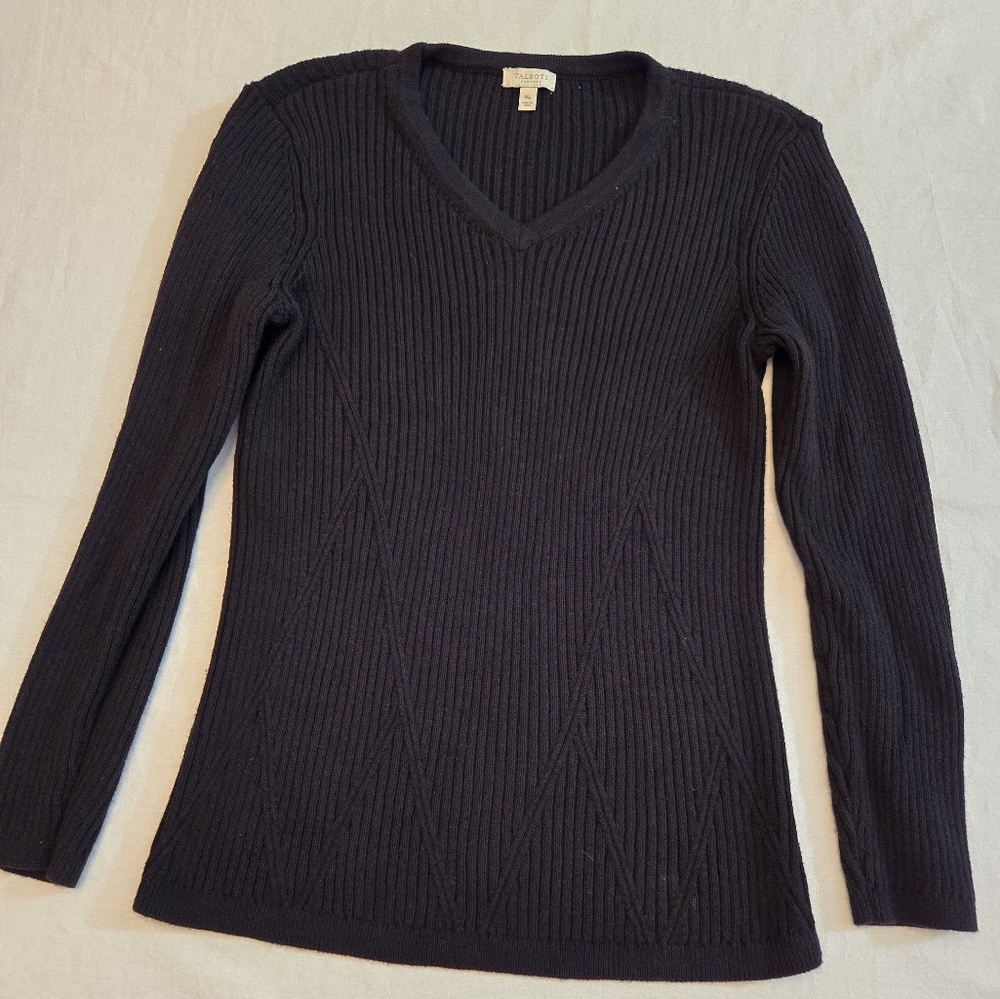 Talbots Black Knit V-Neck Top